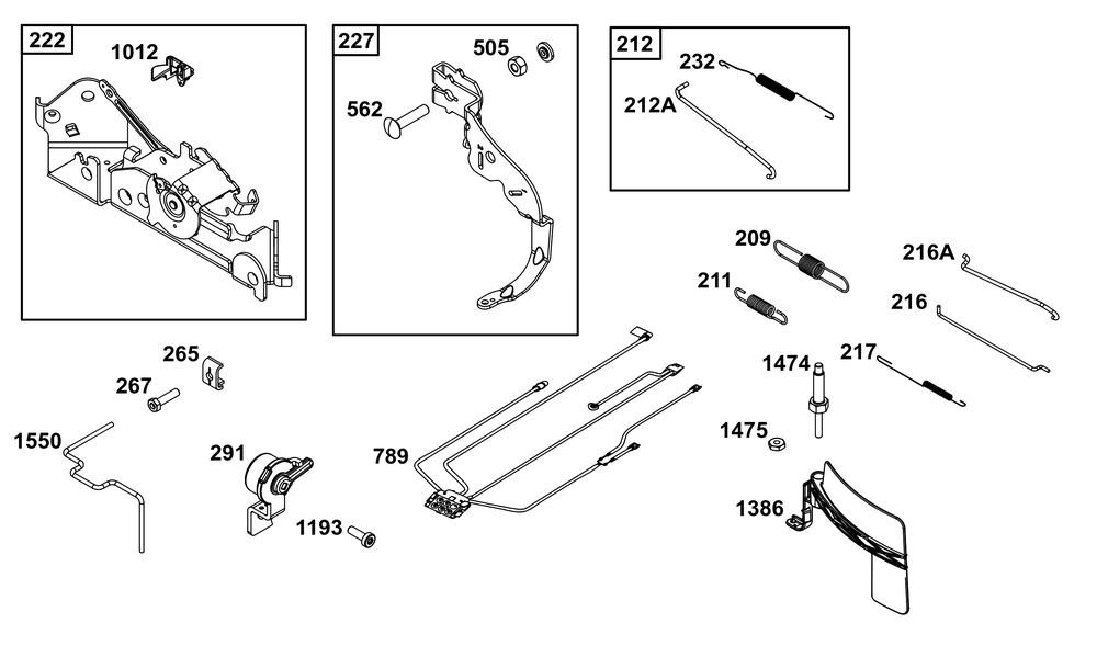 Controls Group Diagram and Parts List for 40N777-0035-B5 400000 - 699999 Briggs and Stratton Engine